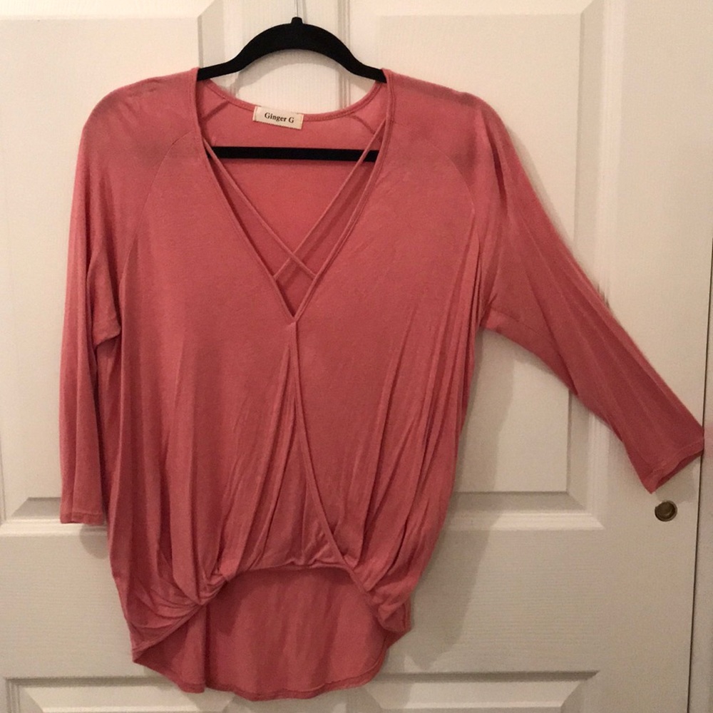 3/4 Sleeve Criss-Cross Top